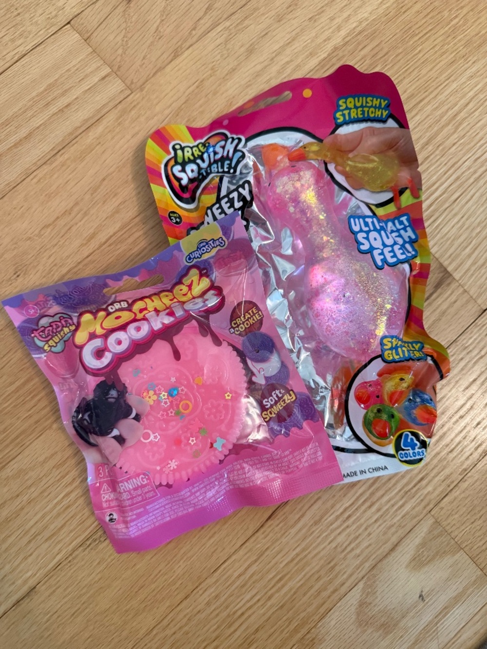 Pink Squishy Bundle Taba Squishy Cookie + Glitter Duck